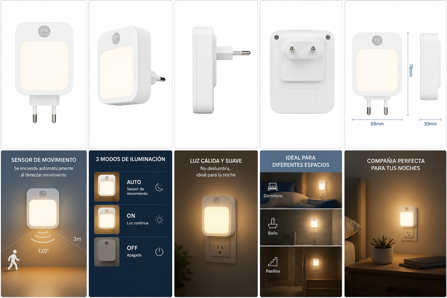 LUMINA NIGHT™ MEDIBEBÉ Luz Nocturna Inteligente con Sensor de Movimiento