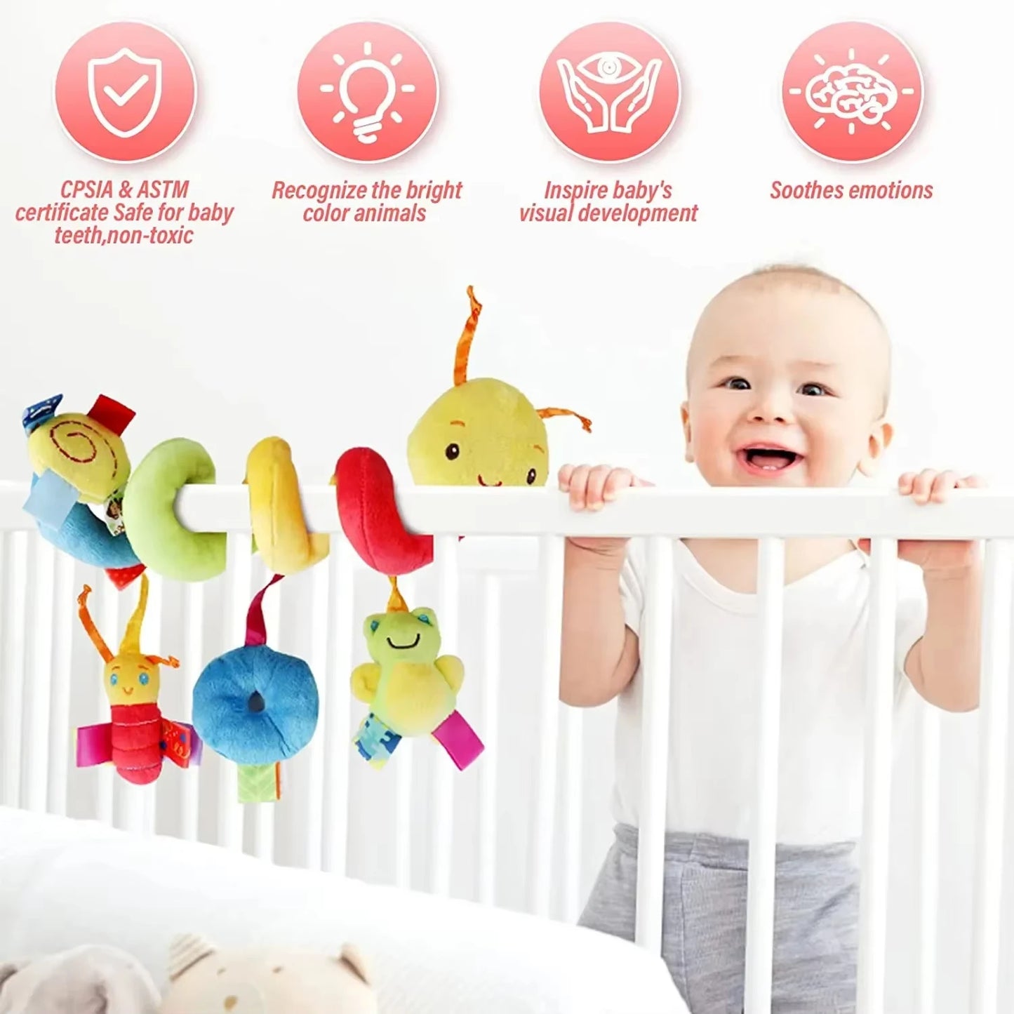 SPIRALFUN™ MEDIBEBÉ Juguete Sensorial Colgante para Cuna, Cochecito y Silla de Paseo
