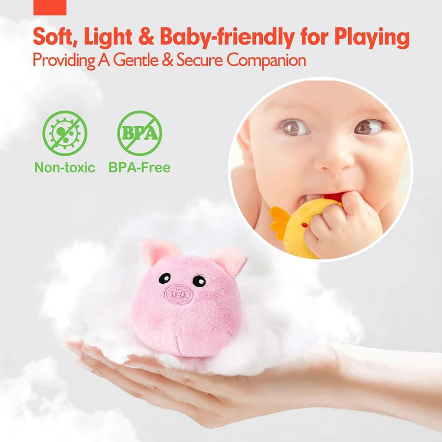 Juguetes para bebés de 6 a 12 meses, colmena suave para bebés con 5 sonajeros sensoriales de abeja, espejo, chirriador arrugado, juguete suave Montessori ocupado para niños pequeños