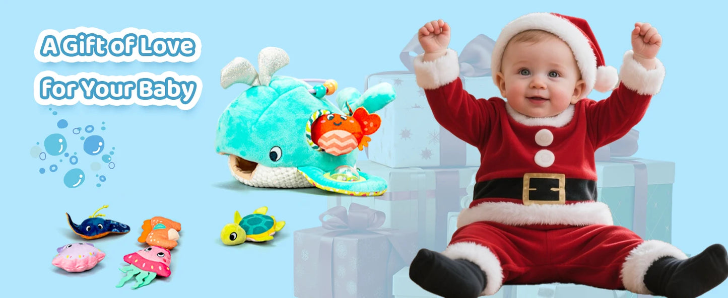Juguetes para bebés de 6 a 12 meses, colmena suave para bebés con 5 sonajeros sensoriales de abeja, espejo, chirriador arrugado, juguete suave Montessori ocupado para niños pequeños