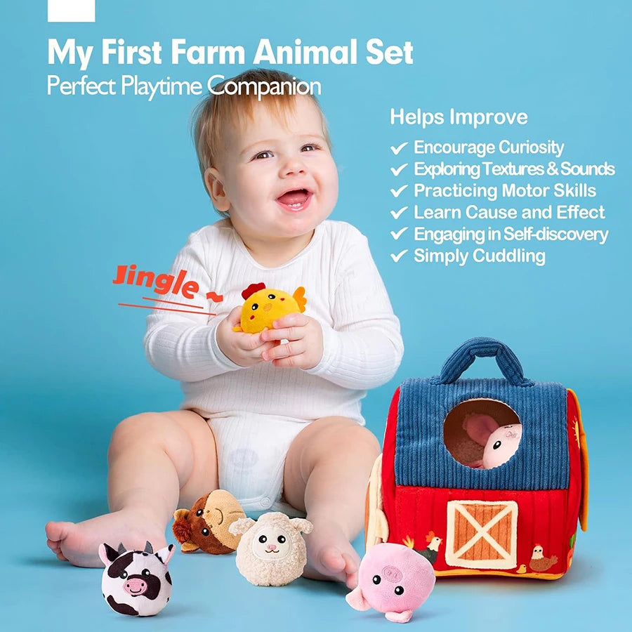 Juguetes para bebés de 6 a 12 meses, colmena suave para bebés con 5 sonajeros sensoriales de abeja, espejo, chirriador arrugado, juguete suave Montessori ocupado para niños pequeños