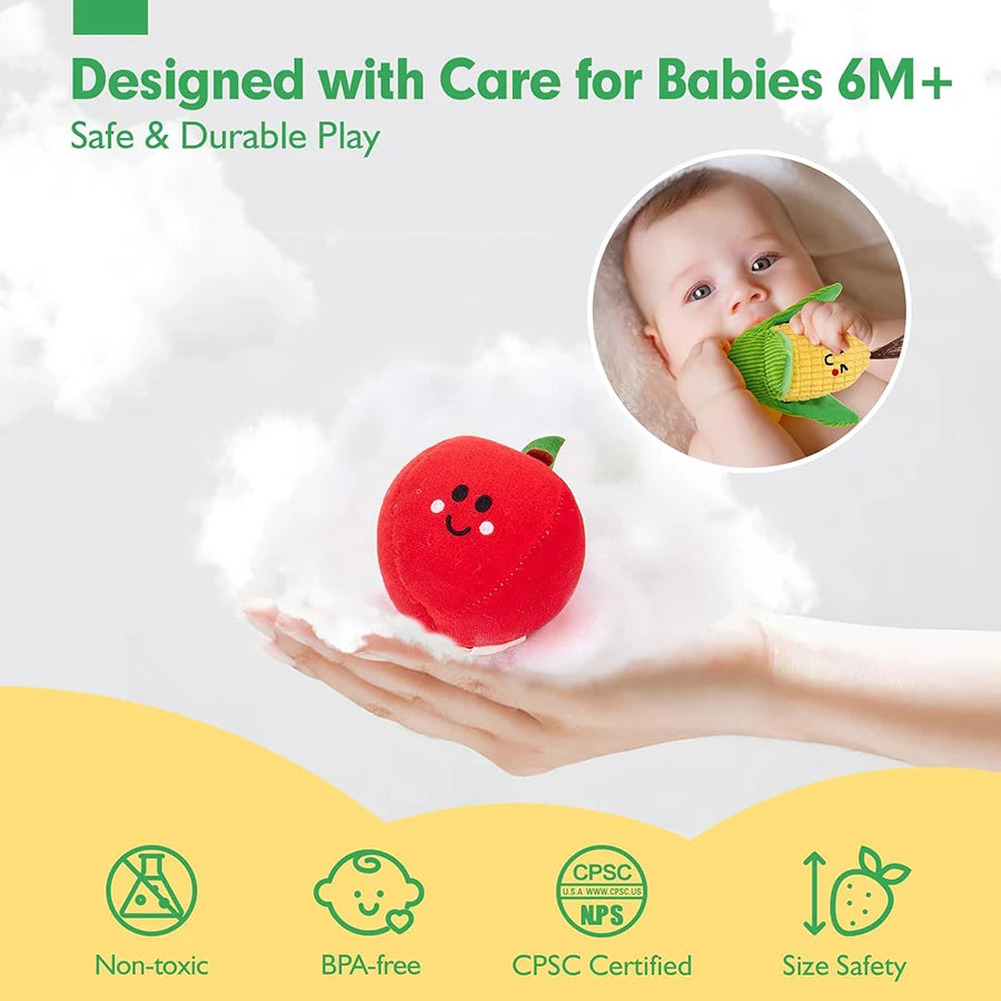Juguetes para bebés de 6 a 12 meses, colmena suave para bebés con 5 sonajeros sensoriales de abeja, espejo, chirriador arrugado, juguete suave Montessori ocupado para niños pequeños