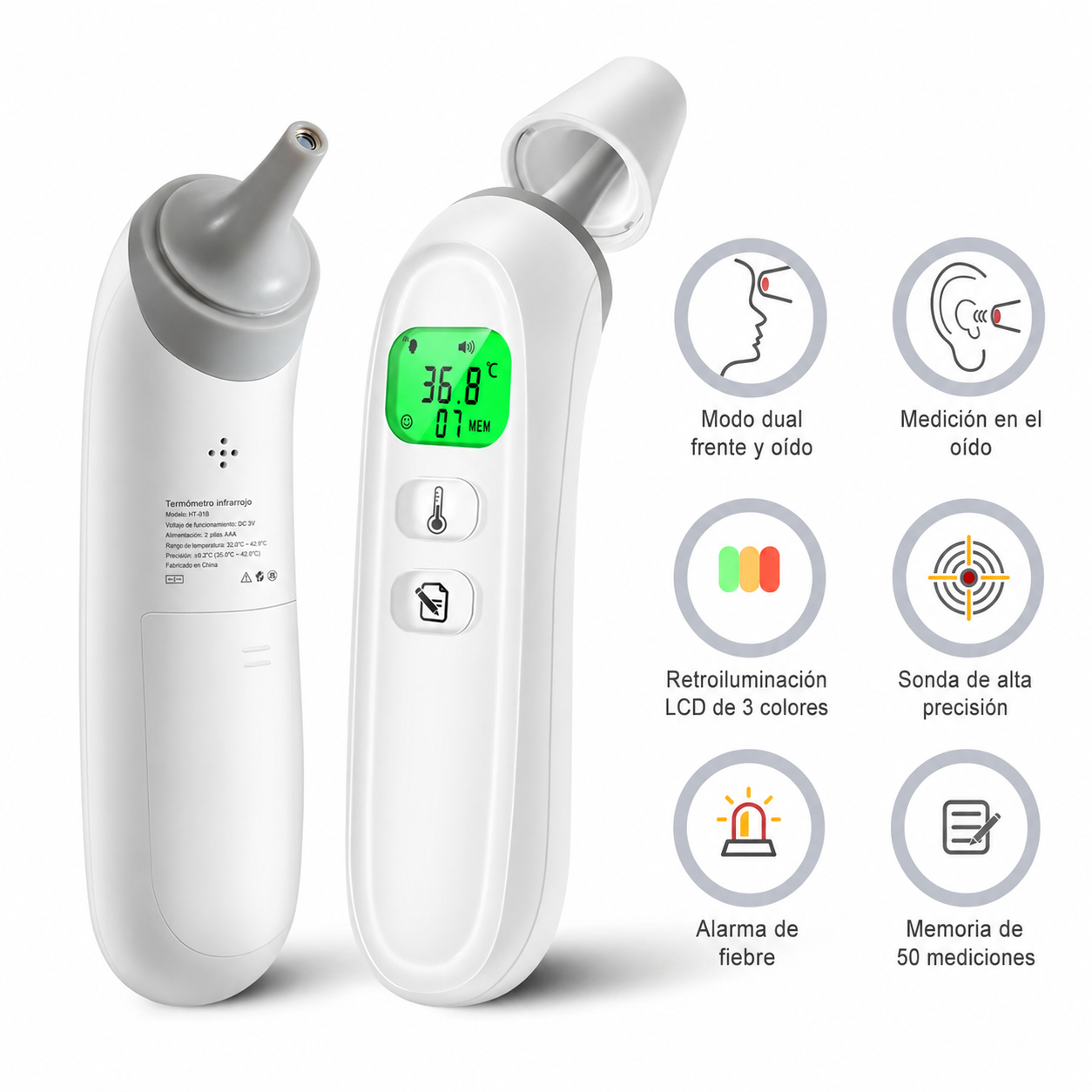 THERMOCARE PRO™ MEDIBEBÉ Termómetro Infrarrojo Digital para frente y oido