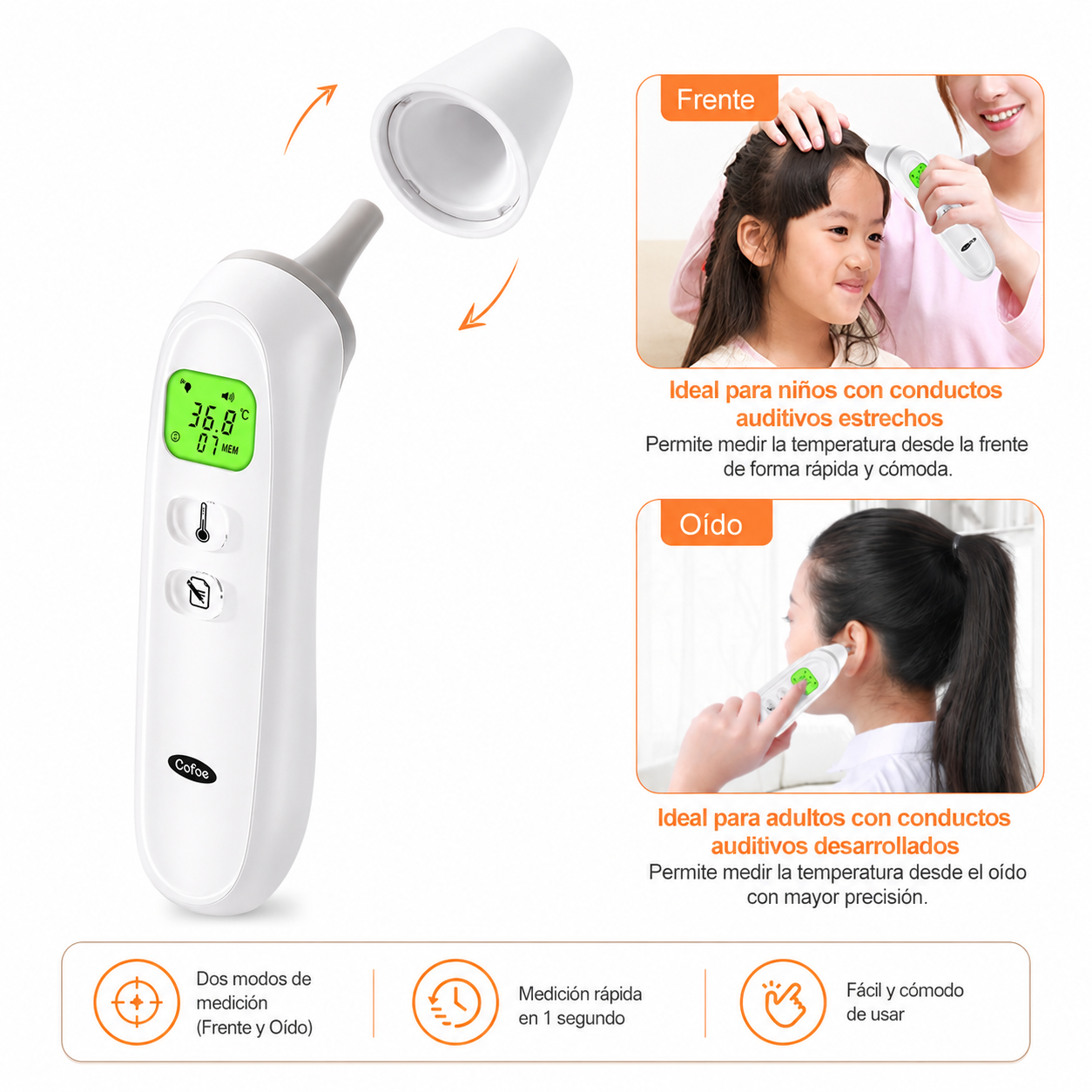 THERMOCARE PRO™ MEDIBEBÉ Termómetro Infrarrojo Digital para frente y oido