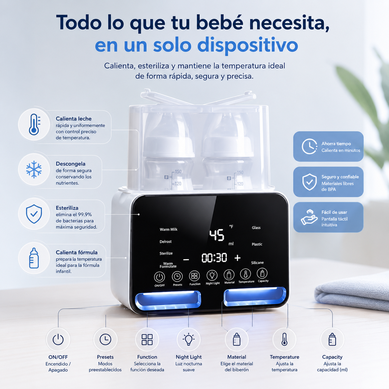 Calentador de Biberones 6 en 1 Medibebe