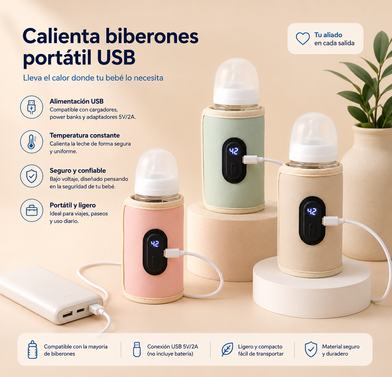 Calienta Biberones Portátil USB